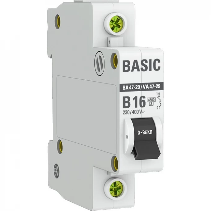 Автоматический выключатель EKF BASIC 1P 16А (B) 4,5кА ВА 47-29 mcb4729-1-16-B Автоматический выключатель EKF BASIC 1P 16А (B) 4,5кА ВА 47-29 mcb4729-1-16-B