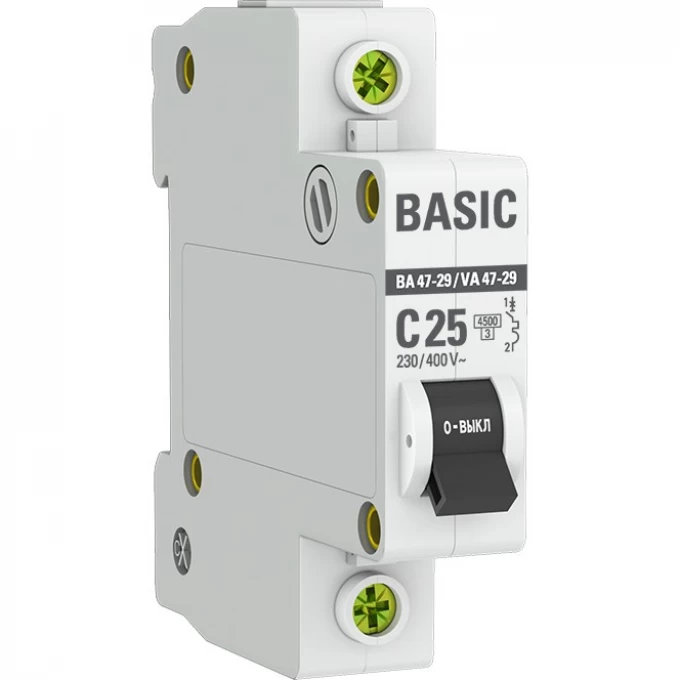 Автоматический выключатель EKF BASIC 1P 25А (C) 4,5кА ВА 47-29 mcb4729-1-25C Автоматический выключатель EKF BASIC 1P 25А (C) 4,5кА ВА 47-29 mcb4729-1-25C