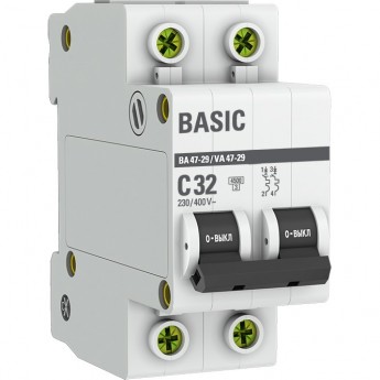 Автоматический выключатель EKF BASIC 2P 32А (C) 4,5кА ВА 47-29