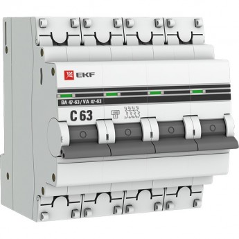 Автоматический выключатель EKF PROXIMA 4P 63А (C) 4,5kA ВА 47-63