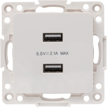 Механизм Розетки USB 2-мест. EKF PROXIMA СТОКГОЛЬМ 2,1А белый