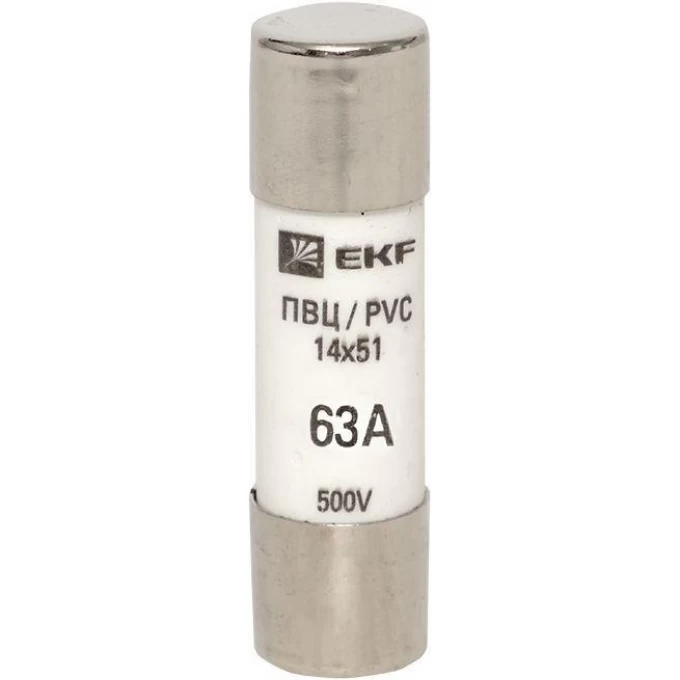 Плавкая цилиндрическая вставка EKF ПВЦ 14х51 63А 10 шт pvc-14x51-63 Плавкая цилиндрическая вставка EKF ПВЦ 14х51 63А 10 шт pvc-14x51-63